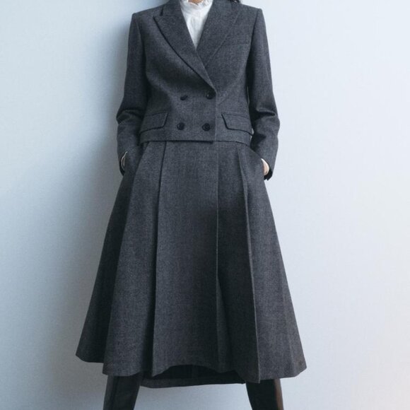 ZARA WOMAN COLLECTION BOX PLEATED MIDI SKIRT - Picture 2 of 8